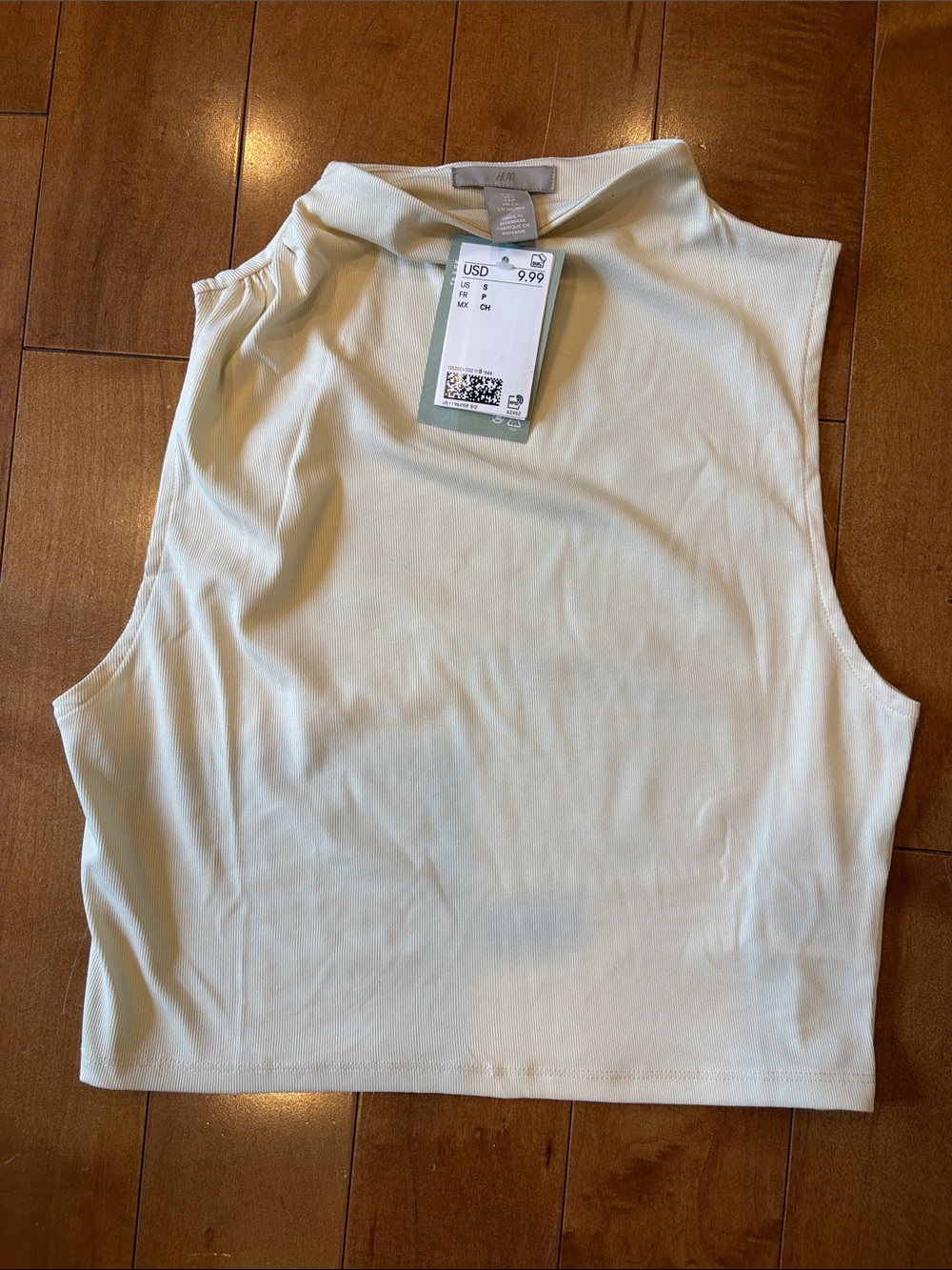 Women's Sleeveless Mock Neck Crop Top - Cream
